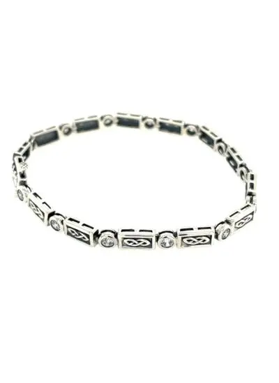 Sterling Silver Celtic Bracelet with Cubic Zirconia